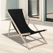 Swanew - Chaise longue Bois pliable Chaise longue pliable Chaise solaire Chaise de jardin noir - noir
