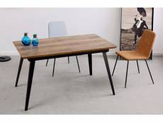 Table à manger extensible en bois coloris noyer / noir - longueur 140 - 180 x largeur 80 x hauteur 77 cm