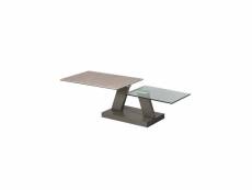 Table basse articulée rectangulaire acier-verre-céramique