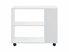 Table basse rectangulaire à roulettes pour salon meuble stylé avec étagère de stockage 60 x 70 x 35 cm blanc helloshop26 03_0006173