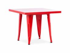 Table carrée pour enfants - industrielle - métal - 60cm - stylix rouge