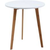 Table d'appoint ronde en bois et mdf laqué blanc -