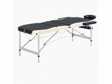 Table de massage pliable 3 zones inox noir et beige