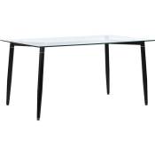 Table de Salle à Manger Design 150 x 90 cm Plateau en Verre Trempé et Pieds en Acier Noir pour Intérieur de Style Moderne Minimaliste Beliani