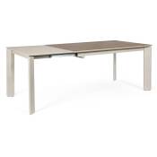 Table extensible en acier et céramique gris Bary L