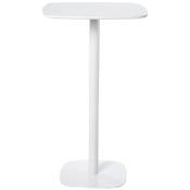 Table haute de bar carré bois blanc et pieds acier blanc Kobila 60cm