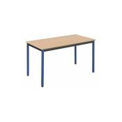 Table multi-usages plateau hêtre l 120 x p 60 cm - Classique - piétement bleu - Maxiburo - Bleu