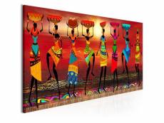 Tableau sur toile décoration murale image imprimée cadre en bois à suspendre femmes africaines, danse 120x40 cm 11_0007723