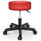 Tabouret de Travail rouge Tabouret à roulettes siège pivotant par 360° rembourrage de 10 cm - Tresko