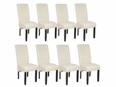 Tectake lot de 8 chaises aspect cuir - beige 403990