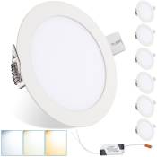 Tolletour - Lampe de panneau de cuisine à changement de couleur de couloir d'ampoule de projecteur encastré à led 18W 6x - Blanc