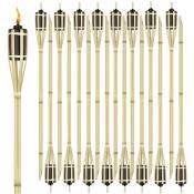 Torche de Jardin en Bambou, Lot de 24 Torches en Bambou,
