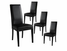 Torino - lot de 4 chaises simili noir et pieds laqués
