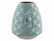 Vase oriental en porcelaine turquoise 16x16x18 cm 16x18