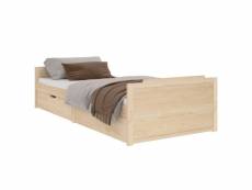 Vidaxl cadre de lit avec tiroirs bois de pin massif 90x200 cm