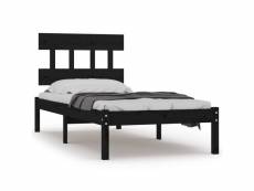 Vidaxl cadre de lit noir bois massif 90x200 cm