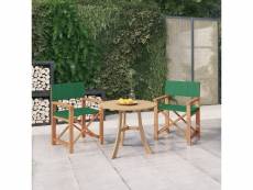 Vidaxl chaises de metteur en scène lot de 2 bois de teck massif vert