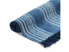 Vidaxl tapis kilim coton 160 x 230 cm avec motif bleu 246564