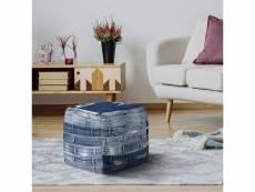 Womo-design tabouret à assise carrée bleu, 45x45x45 cm, en jean avec remplissage en coton 390002553