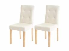 2x chaise de salle à manger hwc-e58, fauteuil ~ similicuir crème, pieds clairs