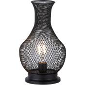 Ampoule led en métal fonctionnant sur piles en forme de vase réticulé, 26 cm de haut, noir