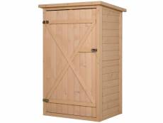 Armoire abri de jardin remise pour outils - grande porte verrouillable loquet - 2 étagères - toit bitumé incliné bois de sapin pré-huilé