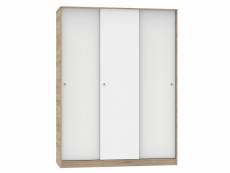 Armoire avec 3 portes coulissantes coloris cambrian/blanc - hauteur 200 x longueur 150 x profondeur 55 cm