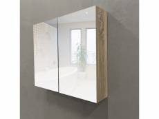 Armoire de toilette 65 cm chêne grisé avec 2 portes miroirs – beop