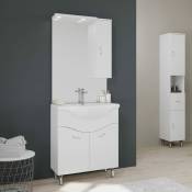 Armoire De Toilette 75 Cm 2 Portes Et Meuble Haut En Blanc Brillant Série Easy