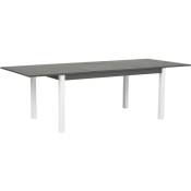 Beliani - Table de Jardin Extensible 168 / 248 x 100 cm en Aluminium Gris et Blanc de Design Moderne pour Extérieur de Style Contemporain Blanc