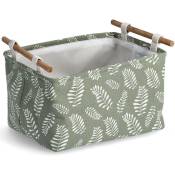 Boîte de rangement en coton avec poignée, motif de feuilles