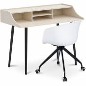 Bureau en bois Design style scandinave Torkel + Chaise de bureau design avec roues Blanc - - Blanc