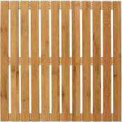 Caillebotis douche bois, tapis bambou salle de bain, usage intérieur et extérieur, Bambou, 50x50 cm, Marron - Wenko