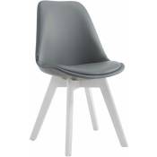 Chaise avec pattes blanches et siège ergonomique rembourré de différentes couleurs comme colore : Gris