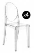 Chaise empilable Victoria Ghost / Lot de 4 - Polycarbonate 2.0 - Kartell transparent en plastique