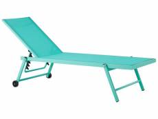 Chaise longue en aluminium avec revêtement turquoise