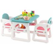 Costway - Ensemble Table et 2 Chaises pour Enfants avec Etagère de Rangement Concave/Table d'Activité en hdpe pour Enfant de 1 à 5 Ans Bleu