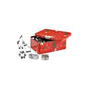 Découpoirs décor assortis Noël 25 pièces inox + boite métal rouge - Patisse