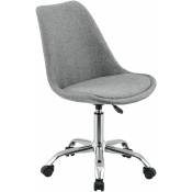 Fauteuil chaise siège de bureau rembourré 5 roulettes rotatif à 360° et réglable en hauteur métal gris clair