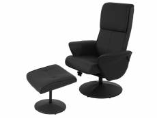 Fauteuil relax helsinki fauteuil tv avec repose-pieds/pouf ~ similicuir, noir