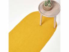 Homescapes tapis de couloir tissé à plat en coton jaune moutarde, 66 x 200 cm RU1335G