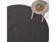 Homescapes tapis rond tissé à plat en coton spirale gris et noir, 150 cm RU1383