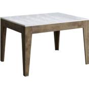 Itamoby - Table extensible 90x120/180 cm Cico Mix Plateau Frêne Blanc - Piètement Noyer