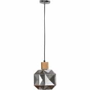 Lampe de plafond en bois et verre - Lampe suspendue design - Bumba Fumée - Bois, Métal, Verre, Bois - Fumée