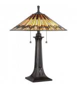 Lampe de table Alcott, bronze valliant, verre tiffany