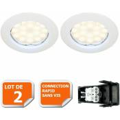 Lampesecoenergie - Lot de 2 Spot led complete ronde fixe eq. 50w blanc chaud