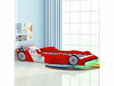 Lit enfant contemporain | lit voiture de course pour enfants avec led 90 x 200 cm rouge
