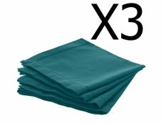 Lot de 12 serviettes de table coloris bleu canard en coton - l. 40 x l. 40 cm -pegane-