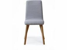 Lot de 2 - chaise magda gris - assise tissu pieds bois