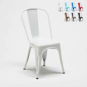 Lot de 20 chaises industrielles style Tolix métal pour cuisine et bar Steel One | Blanc